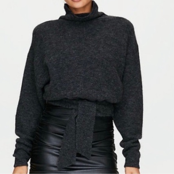 Wilfred Sweaters - Aritzia Wilfred Women's Lorin Tie Up Sweater - Heather Charcoal (XS)